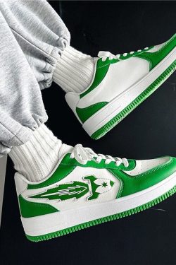 Y2K Unisex Skate Sneakers - White & Green Hype Beast Shoes