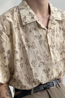 Y2K Unisex Streetwear Cotton Button-Up Shirt - Summer Short Sleeve