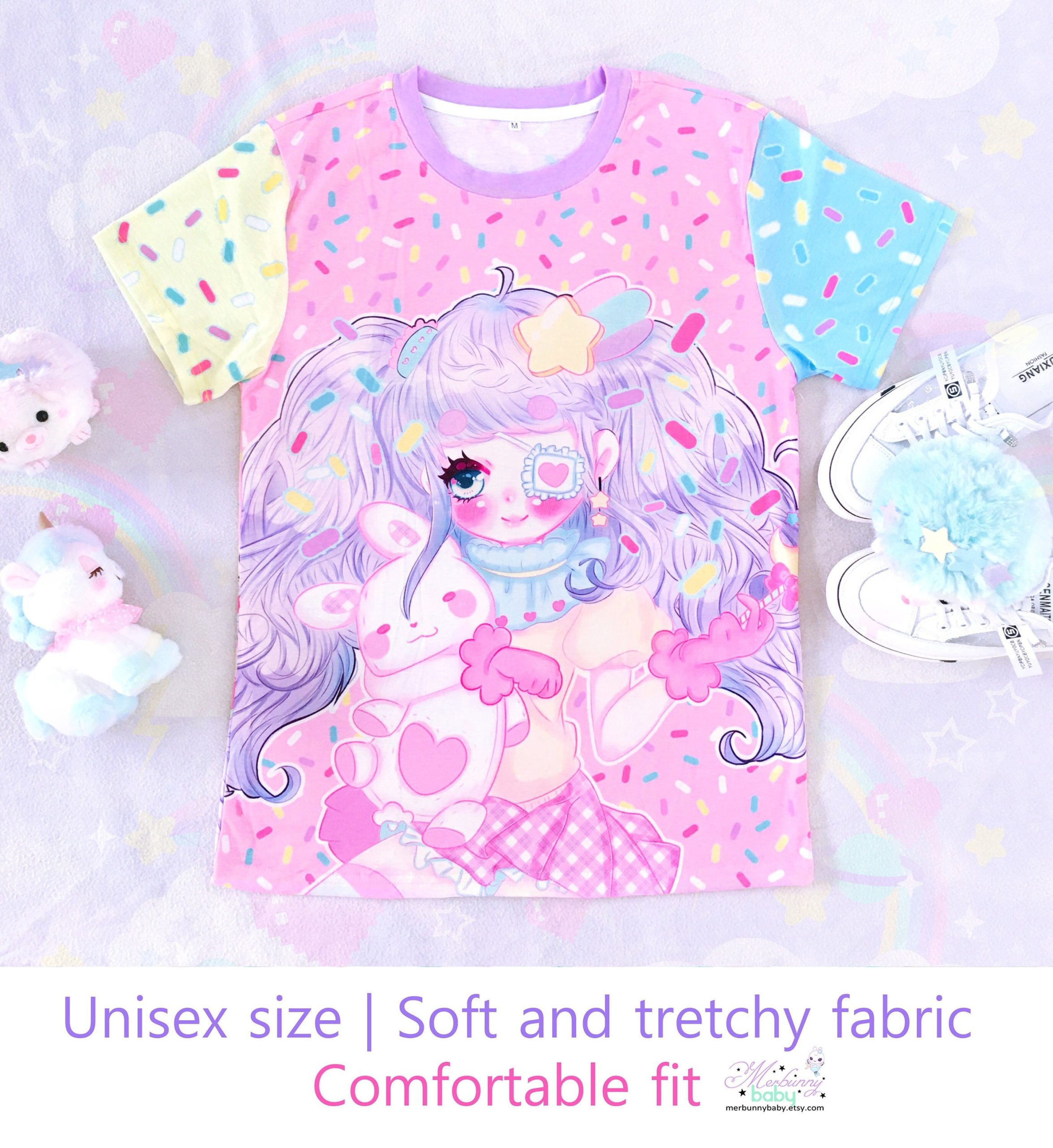 Y2K Unisex T-Shirt with Kawaii Bunny Anime Design