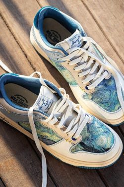Y2K Van Gogh Starry Night Handcrafted Fashion Sneakers