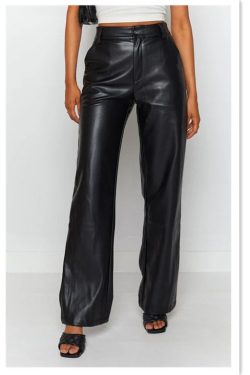 Y2K Vegan Leather Pants - Trendy Fashion for the Modern Wardrobe