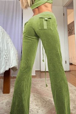 Y2K Velvet Pants - Low Waist Slim Sexy Women's Streetwear