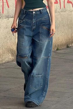 Y2K Vintage 90s Baggy Low Rise Wide Leg Denim Jeans