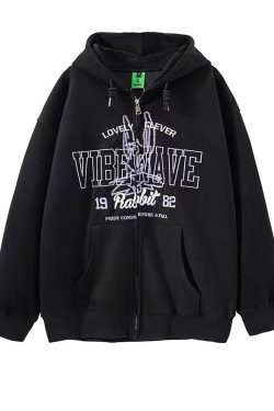 Y2K Vintage 90s Embroidered Letter Gothic Hoodie