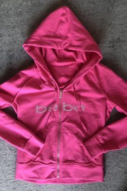 Y2K Vintage Bebe Pink Jacket with Rhinestones 90s-2000s