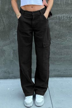 Y2K Vintage Black Cargo Pants - Streetwear Fashion