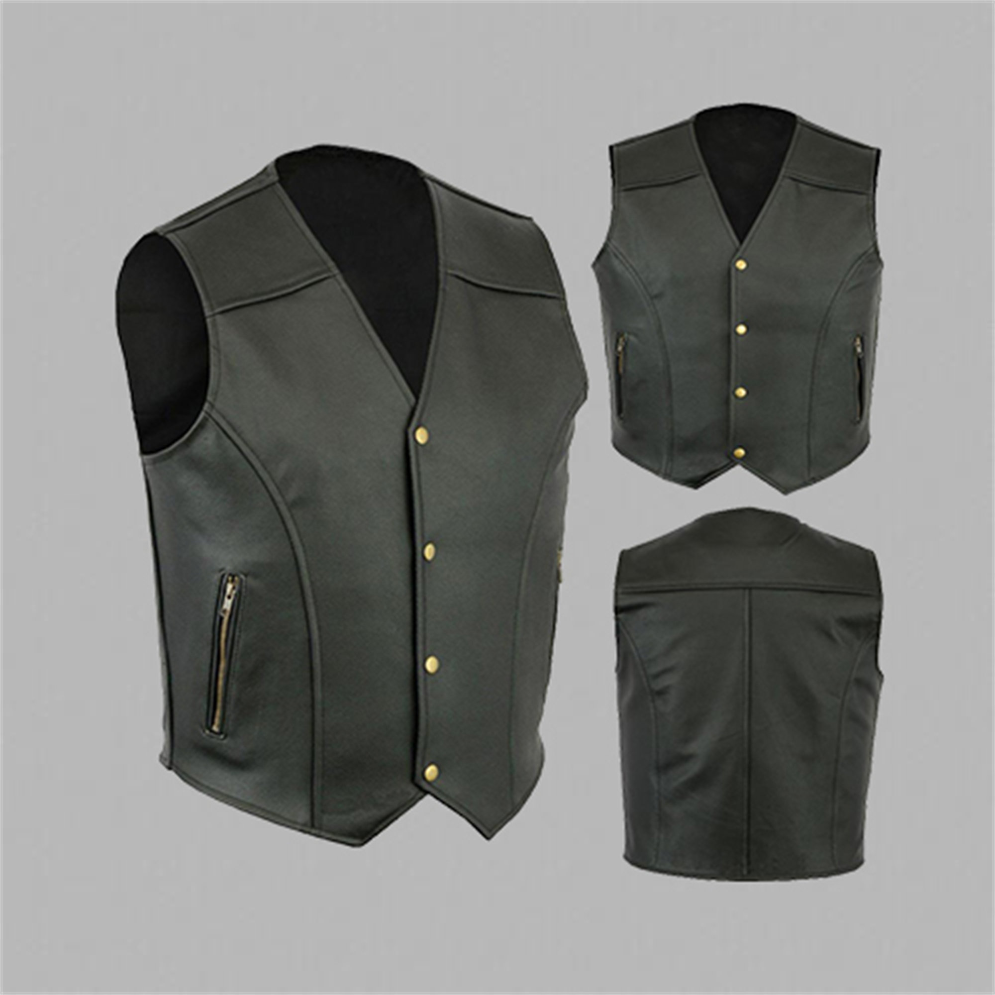 Y2K Vintage Black PU Leather Men's Vest with Pockets