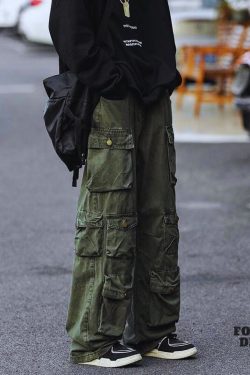 Y2K Vintage Cargo Pants - Multi-Pocket Loose Bottoms