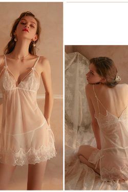 Y2K Vintage Chiffon Nightgown - Sheer Wedding Lingerie