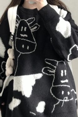 Y2K Vintage Harajuku Knitted Sweater - Loose Fit, One Size