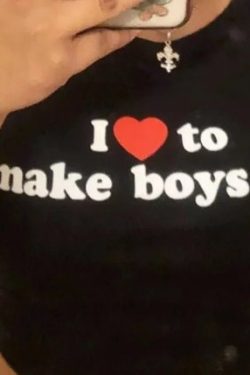 Y2K Vintage Harajuku T-shirt - "I Love to Make Boys Cry"