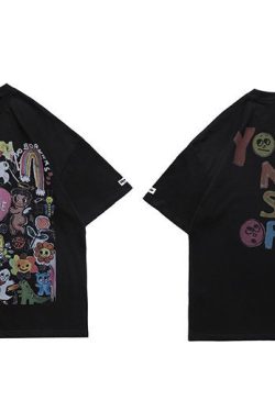 Y2K Vintage Heart Printing Graphic T-Shirt | Harajuku Goth Streetwear