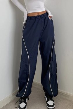 Y2K Vintage High Waist Baggy Cargo Sweatpants for Women