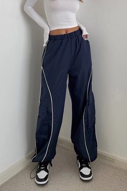 Y2K Vintage High Waist Baggy Cargo Sweatpants for Women