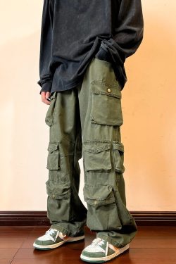 Y2K Vintage Loose Cargo Pants - Multi-pockets Wide Leg Streetwear