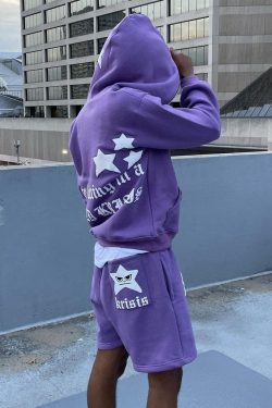 Y2K Vintage Star Hoodie Zip-Up 90s Hip Hop Sweatshirt