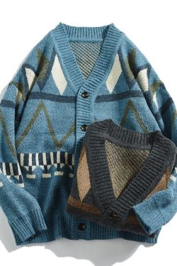 Y2K Vintage V-Neck Knitwear Cardigan for Spring/Autumn
