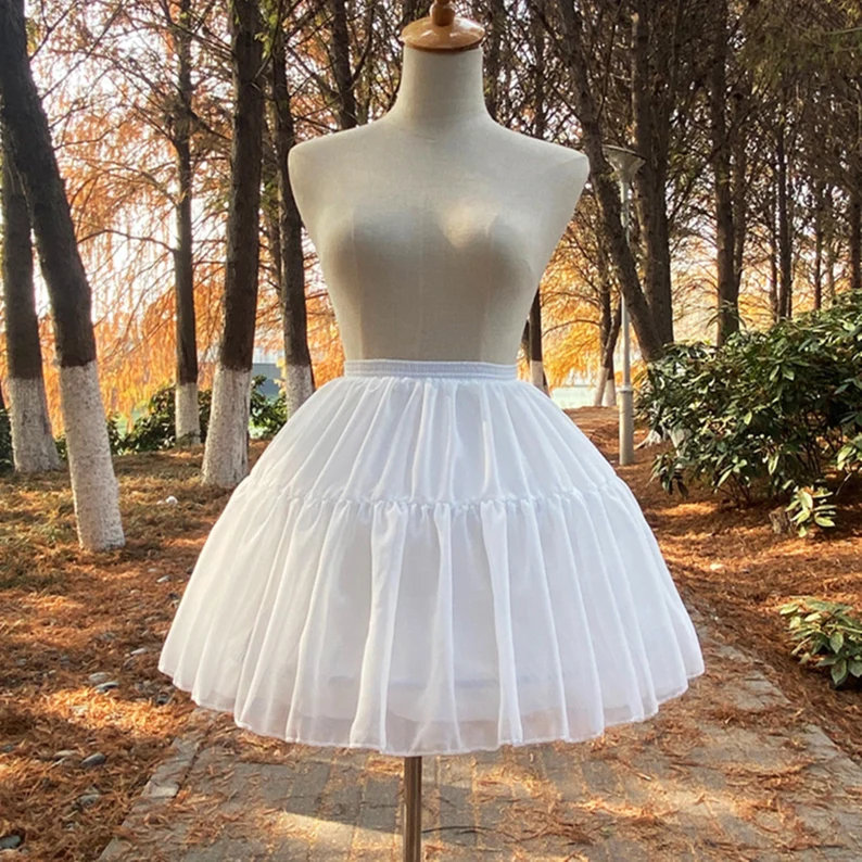 Y2K White Black Petticoat - Lolita Fluffy Underskirt