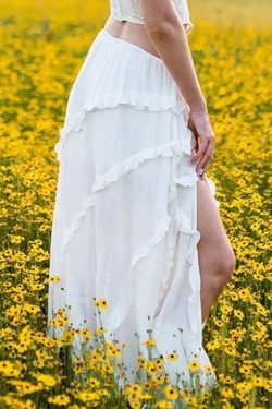 Y2K White Lace Asymmetric Boho Hippie Midi Skirt