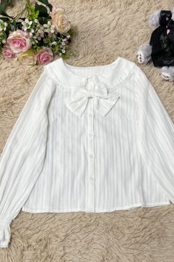 Y2K White Lolita Blouse - Women's Summer Sweet Shirt