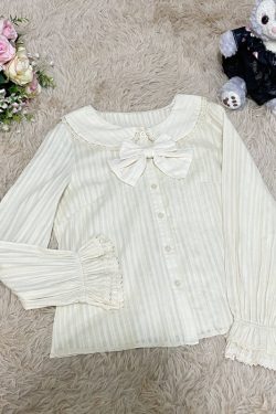 Y2K White Lolita Blouse - Women's Summer Sweet Shirt