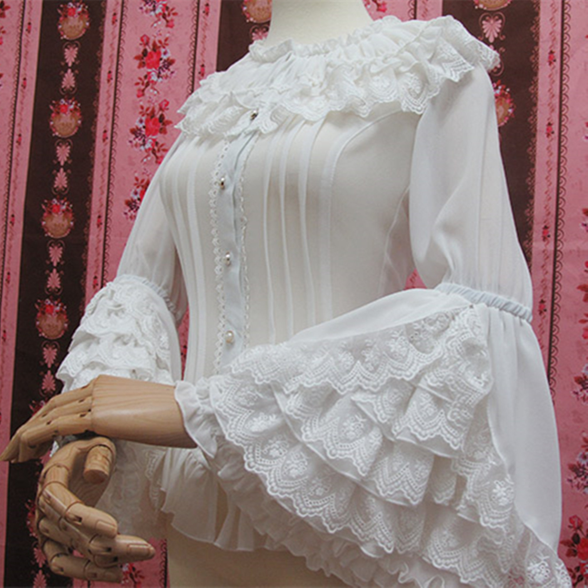 Y2K White Lolita Puff Sleeve Top - Women's Vintage Shirt