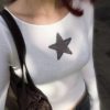 Y2K White Long Sleeve Star Print Fashion Top