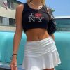 Y2K White Pleated Mini Skirt - Trendy Summer Beachwear