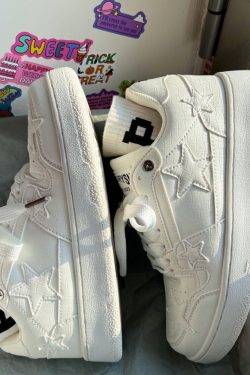 Y2K White Star Sneakers - Harajuku Kawaii Platform Shoes