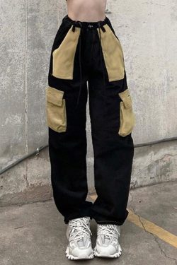 Y2K Wide Leg Baggy Cargo Pants Streetwear - Vintage Grunge