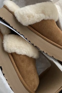 Y2K Winter Plush Cotton Slippers - Women's Fashion Flats