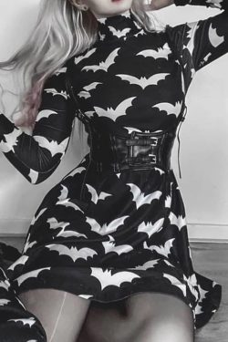 Y2K Witch Bat Mini Dress - Sexy Gothic Lolita Clothing