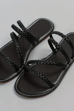 Y2K Women's Braided Flat Slippers Beach Sandals
