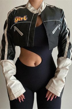 Y2K Women's Gothic Pu Leather Jacket | Long Sleeves, Edgy Streetwear