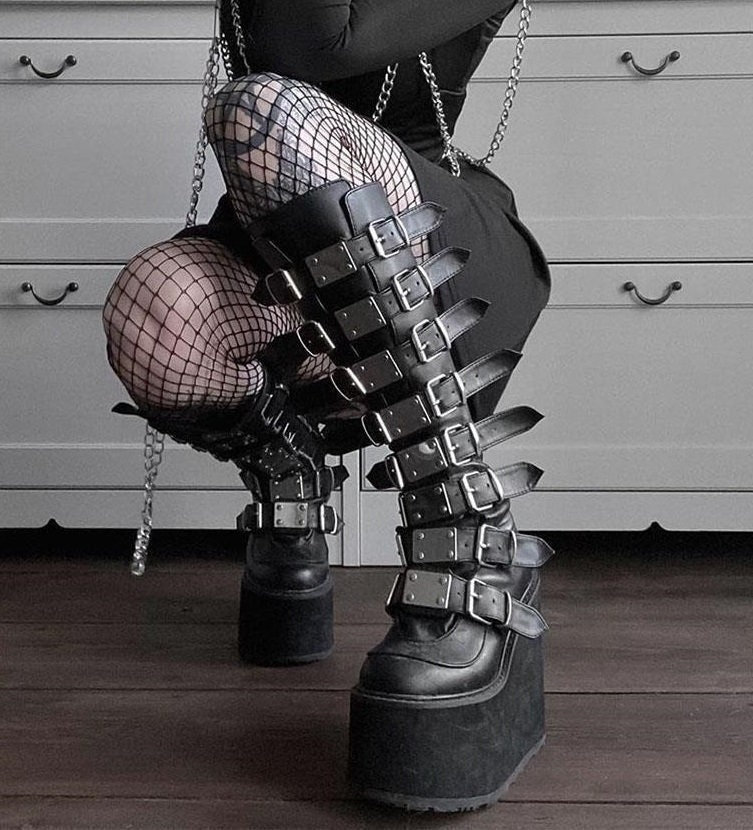 Y2K Women's Gothic Punk Platform Wedge Boots
