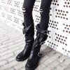 Y2K Women's Handmade Leather Buckle Strap Boots