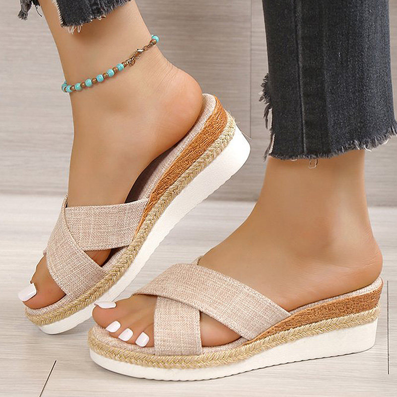 Y2K Women's Hemp Wedge Platform Sandals - Summer Footwear