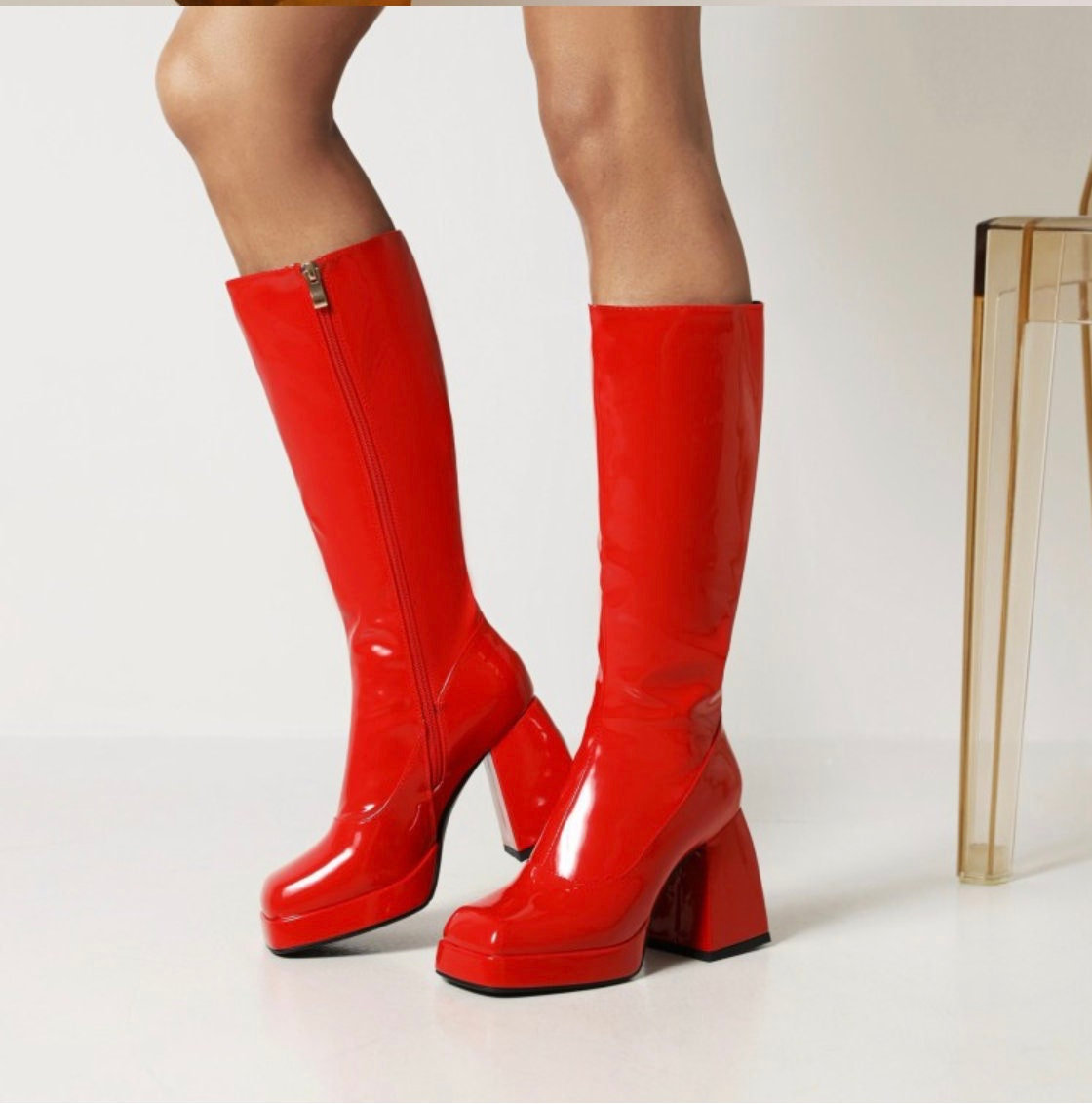 Y2K Women's Knee-High Platform Boots - Black, Pink, Neon Rave