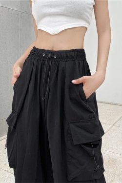 Y2K Women's Korean Streetwear Baggy Pants with Drawstring