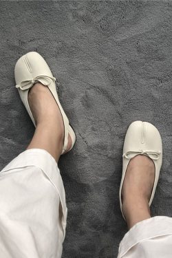 Y2K Women's Leather Mary Jane Split-Toe Flats