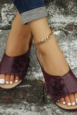 Y2K Women's Leather Wedge Sandals Summer Platform Slippers
