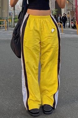 Y2K Women's OverSized Yellow Track Pants Windbreaker