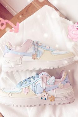 Y2K Women's Pastel Kawaii Platform Sneakers, Candy Lace Up