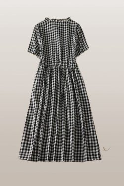 Y2K Women's Plaid Midi Dress with Pockets for Spring/Summer