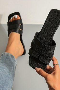 Y2K Women's Square Toe Slippers - Fashion Anti-skid Slide Shoes