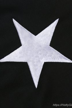 Y2K Women's Star Print Patchwork Jacket - Black Coat