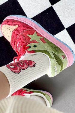 Y2K Women's Strawberry Star Platform Sneakers