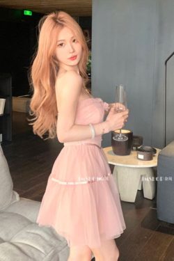 Y2K Women's Summer Pink Corset Tunic Mesh Mini Dress - Party Prom