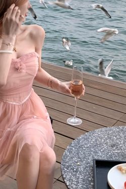 Y2K Women's Summer Pink Corset Tunic Mesh Mini Dress - Party Prom