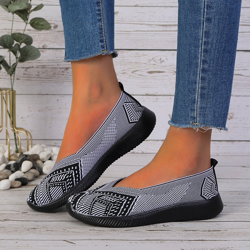 Y2K Women's Summer Striped Slip-on Knit Sneakers